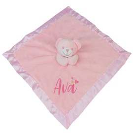 Pink Baby Comforter Blanket with Heart Design Embroidery and 3D Teddy Bear