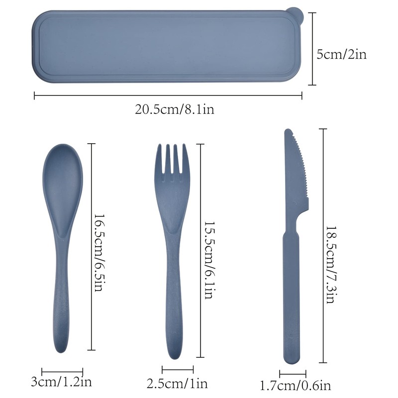 Travel Utensils with Case, Reusable Plastic Cutlery, Travel Cutlery Set,