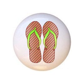 Flip Flops Colorful Summer Beach Thongs by I365Art - DECORATIVE Ceramic Dresser Drawer PULLS Cabinet Cupboard KNOBS (flipflops-18)