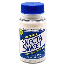 Necta Sweet Saccharin Tablets, 1/2 Grain, 1000 Tablet Bottle (Pack of 2)