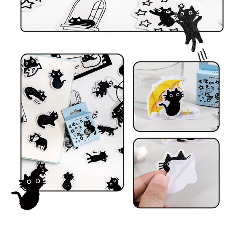 Alideco Flake Stickers, 92 Stickers, Collage Material, Retro, Cute, Black