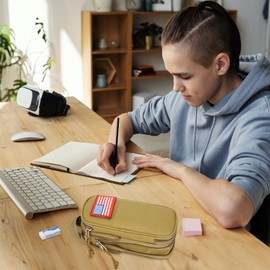 Estuche para lápices de gran capacidad, almacenamiento grande, táctico, bolsa de herramientas pequeña, bolsa de marcador, bolsa de papelería, bolsa de viaje, organizador de escuela, universidad,
