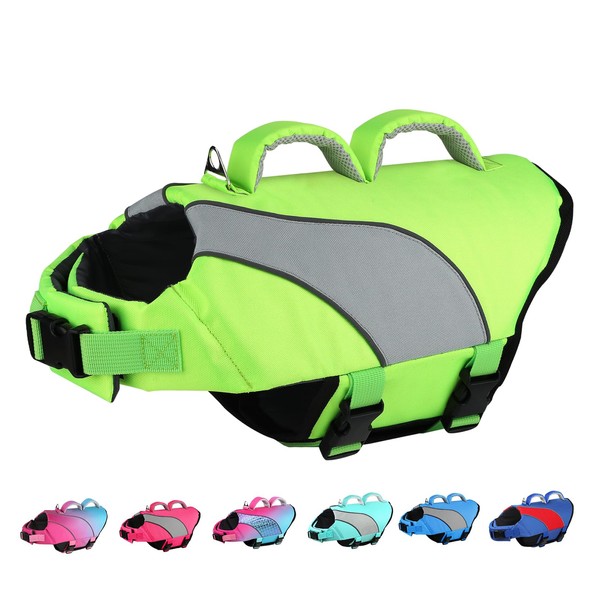 Doglay Dog Life Vest, Dog Life Jacket with Double Rescue