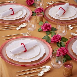 RCZ Décor Heart Valentine Napkin Rings | Acrylic | 8 PC, Red