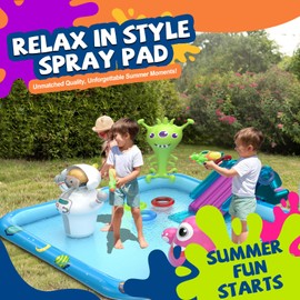 DIMAR GARDEN Inflatable Kids Swimming Pool Water Slide, Kiddie Blow Up Pool Play Center