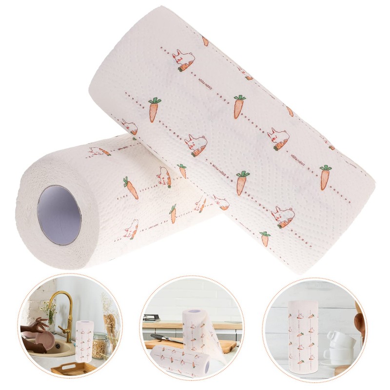 OHPHCALL 3Rolls Disposable Oil-Absorbing Kitchen Wipe Paper Stylish Cleaning Towel