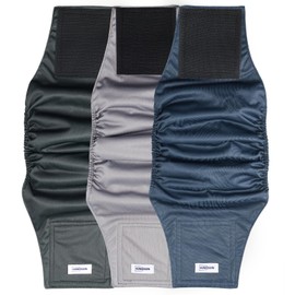 Washable Dog Diapers Male Large, Premium Belly Bands for Dogs Reusable, Pack of 3, High Absorbing Large Puppy Diapers Male in Incontinence or Excitable Urination and Training(L)