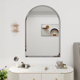 Arched Bathroom Mirror, 36X48 inch Arched Frameless Mirror, Arch Wall Mirror，Frameless Mirrors for Bathroom,Beveled Bathroom Mirror.