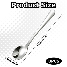 Set of 8 Espresso Spoons, Mini Spoons, Espresso Spoons, 7.5 cm Small Spoons, Cute Stainless Steel Mini Spoons, Stainless Steel Spoons for Spice Jars, for Spices, Salt, Honey, Teaspoon, Espresso Spoon