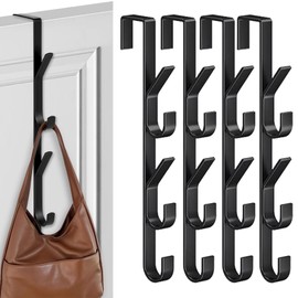 Quzyllic Door Coat Rack, Pack of 4, 5 Hooks, Door Hooks for Hanging, Practical Door Hook Rail for Hanging Clothes, Door Hanger for Clothes, Towels, Bathrobes
