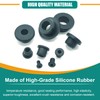 130PCS Silicone Rubber Grommets for Wiring, Black Top Hat Rubber