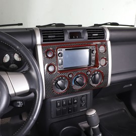 Fgtagtal Soft Carbon Fiber Center Console Panel Trim Cover Fit for Toyot@ FJ Cruiser 2007-2021, Center Console GPS Navigation Panel Frame Molding Trim Sticker (Black)
