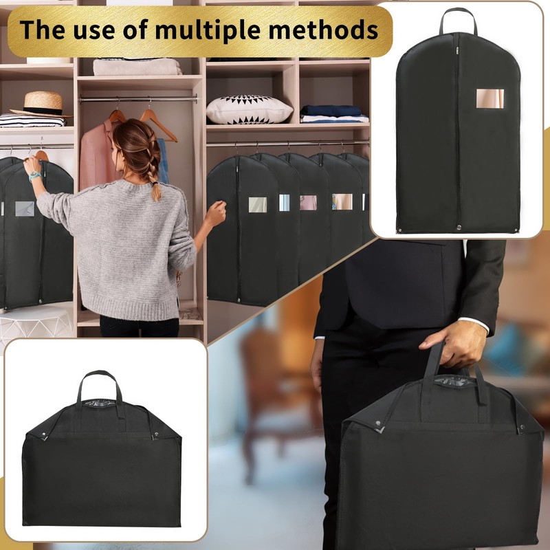 CNMTCCO Premium Garment Bag, Black, Short, Pack of 2, 100