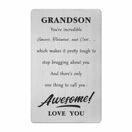Grandson Gifts - Awesome Grandson Wallet Card, Grandson Graduation Gifts, Grandson Card for Birthday Father's Day Christmas Valentines