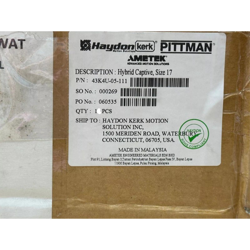 Pittman Ametek Ametek Haydon 43K4U-05-111 Hybrid Captive Size 17 43mm
