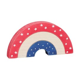 Collins Painting Patriotic Rainbow Shelf Sitter - Red, White, and Blue Wooden Rainbow Sign for Independence Day Decor - Tabletop 4th of July Decorations