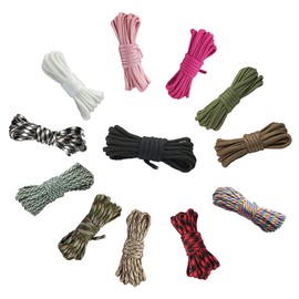 Samcos Paracord Tent Rope, 12 Colors Set, 0.16 inches (4 mm), Length 9.8 ft (3 m), For Camping, Outdoors, Colorful, Load Capacity, Multifunctional, DIY Crafting, Gardening Rope, Friendship Bracelet