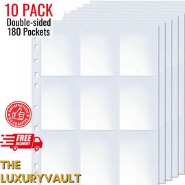 Luxury Vault LLC Trading Card Album Binder Protector Pages Sleeves 18 Pocket x 10 Sheets Baseball