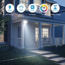 DEWENWILS 65W LED Flood Light Outdoor, 6670 LM Super Bright(500W Equivalent) IP65 Waterproof Knuckle Mount LED Security Light, 5000K Daylight Flood Light for Garden, Yard, Garage, UL Listed, White