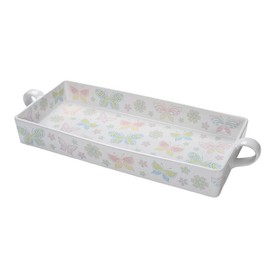 QVC Temp-tations Seasonal 18" Serving Tray with Wrap Around Handles Ceramic Plates - Color: Multi Critter