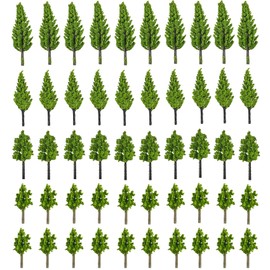 CYH 50 Pcs Mixed Model Trees, Landscape Model Diorama Trees Mixed, Miniature Architectural Landscape Model Railway Trees Natural Green for DIY Model Train Scenery Landscape