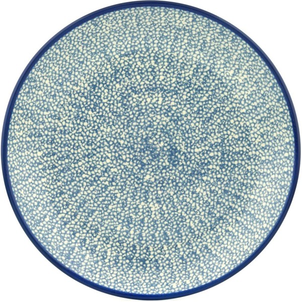 Authentic Polish Pottery Dinner Plate in Blue Frenzy Design Handmade