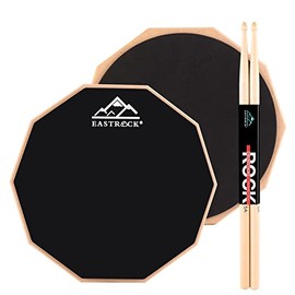 EASTROCK Practice Pad, 11 Inches Double Sided Slient Drum Pad, Rubber Dumb Drum with Drumsticks and Storage Bag for Beginners, Black