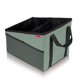 Car Seat Organizer - Passenger Seat Organizer, Collapsible Small Car Seat Storage Organizer for Console Front or Back, Automotive Backseat Organizer with Belt 4 Cup Holders for Kids Accessories, Cyan