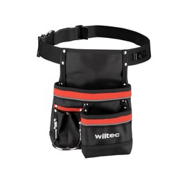 Wiltec Tool Belt Bag 25 x 30 cm up to 15 kg, Tool Belt Bag 5 Compartments, Tool Bag with Belt Adjustable, Robust Work Bag