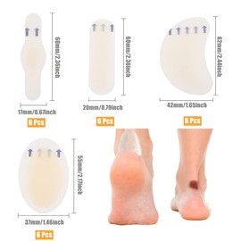 24 Pcs Blister Gel Guard Invisible Blister Plasters Bandages Waterproof Blister Protector Feet Blister Cushion Plaster for Fingers Toes Forefoot Heel Protector and Guard Skin (24P4T)