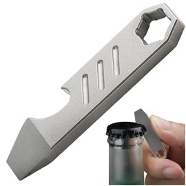 Titanium EDC Pry Bar with Bottle Opener Function, Mini Upgraded with Scale and Screwdriver Keychain Multi-function Pocket EDC Tools Scraper Opener for Outdoor and Indoors