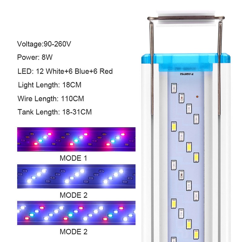 Ultra-thin Aquarium Light LED Light 8 Watts for 7 to