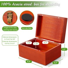 DRASTAR Keepsake Box, Wood Memory Box with Lids, Wooden Jewelry Box, Memory Box, Small Decorative Wooden Box,Brown