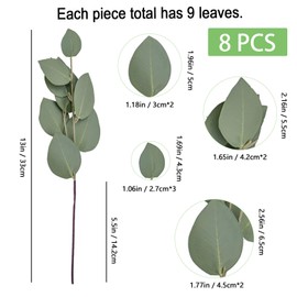 Greentime 8 Pack Artificial Greenery Stems 13 Inches Faux Eucalyptus Leaves Stems for Vase Bridal Wedding Bouquet Table Centerpiece DIY Wreath Decor
