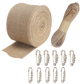 FALSKT 8cmX12m Jute Burlap Ribbon Hessian Ribbon Natural Jute Ribbon Roll Craft Jute Band for Valentine's Day Gift Wrapping Crafting Presents Packing Decorating and Wreaths Project