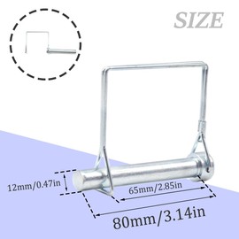 CEEYSEE Pack of 5 Locking Pin 12 mm x 80 mm One Cotter Pin Pipe Folding Pins with Snap Lock Square Galvanised Shackle for Trailers, Tractors, Dumppers, Farm, Lawn Mowers (F.12 mm x 80 mm)