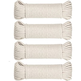 SteadMax 200ft Natural Cotton 3/16 Inch Rope, Heavy-Duty General-Purpose Utility Cord, Clothesline Rope, Ideal for Tents, Hammocks, Halters, Harnesses, Awnings, Outdoors, Sports (4 Pack, 50ft Each)