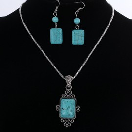 YAZILIND Ethnic Style Necklace Earrings Geometric Shape Color Resin Necklace Earring Women Jewelry Set, Gemstone, No Gemstone