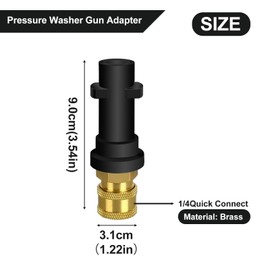 High Pressure Rotating Turbo Nozzle Adapter 6-in-1 Multiple Water Columns Multifunctional Foam Lance Gun and Pressure Washer Gun Adapter 1/4 Inch Quick Connector Socket Brass