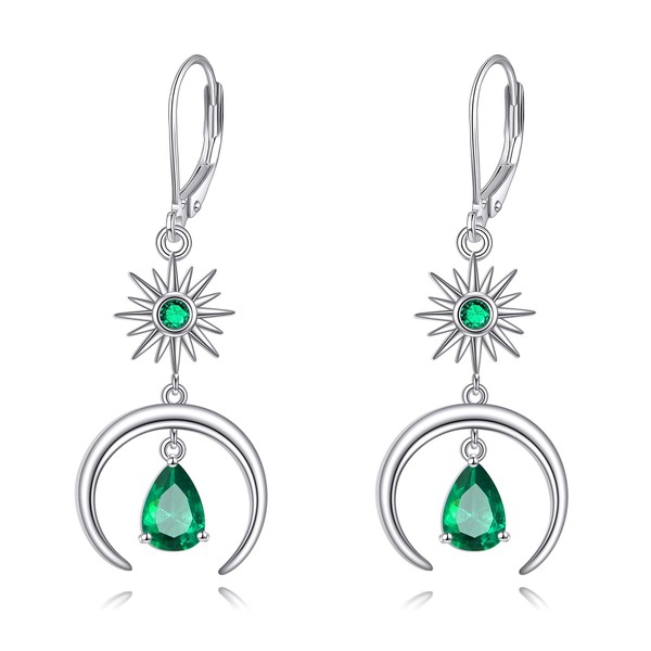 HOPEEZZ Witch Earrings for Women Sterling Silver Moon Dangle Earrings