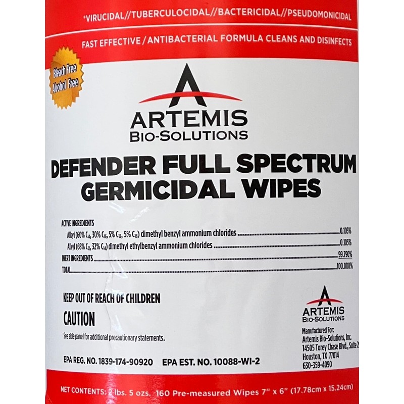 Artemis Bio-Solutions **Artemis Bio Defender Full Spectrum Germicidal Wipes |