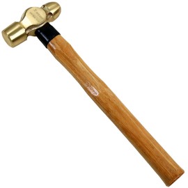 WEDO Brass Ball Peen Hammer 32 oz(2lb), Ball Pein Hammer with Wooden Handle, Length 340mm(13"), Die-Forged, Corrosion Resistant, DIN Standard