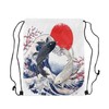 jejeloiu Koi Fish Drawstring Backpack 13"x15.7" Japanese Wave Sports Gym