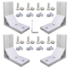 QIJINTRID 4Set Silver 4040 Series T Slot L-Shape Interior Inside Corner Connector Joint Bracket with Screws and Wrench for 6mm T Slot Aluminum Profile Extrusion Accessories (4040 7878 4 Silver)