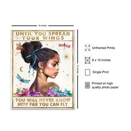 Motivational Black Girl Room Decor - Inspirational Wall Decor for Women Daughter - Teen Girls Bedroom Decor - Personal Growth Quotes Wall Decor -Encouraging positive Sayings African American Wall Art