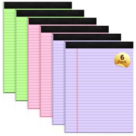 Legal Pads 8.5 x 11 Inch, 6 Pack, Colored Notebook Paper, 8.5 x 11 Colored Legal Pad, Micro Perforated Lined Paper Notepads 8.5 x 11, 30 sheets, Colored Paper Writing Pads for Office Home School