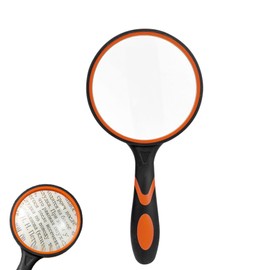 Magnifying Glass, 10X Non-Slip Handheld Reading Magnifier for Kids and Seniors, 80mm Magnifying Glass Lens for Reading, Classroom Science, and Nature Exploration