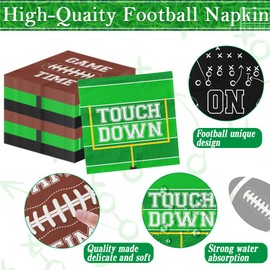 Football Paper Napkins Football Party Supplies Football Birthday Disposable Napkins Decorations for Events Football Frenzy Game Time Tailgate Sports Luncheon Party Favors,3 Design