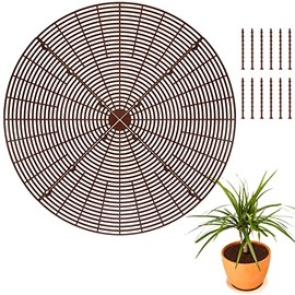 3-Pack Plant Pot Grid - 20.8" Cuttable Grid Flower Pot Cover with 36 Stakes, Plastic Grid Plant Pot Cover Plant Flower Protector Cat Digging Stopper Baby Safety Plant Grid Pot Cover