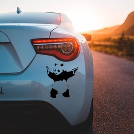 Banksy Bad Panda with Guns Vinyl Decal – Gangster Panda for Bumper Sticker Car, Bike, Laptop, Window Door, Pack of 2 (Design 3)